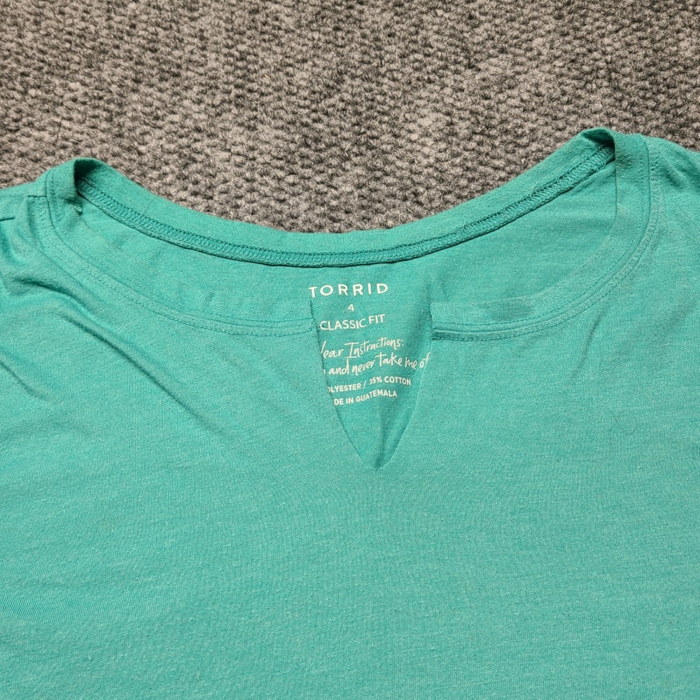 Torrid Classic Fit Notch Neck Short Sleeve Tee Teal Green Plus Size 4 4X